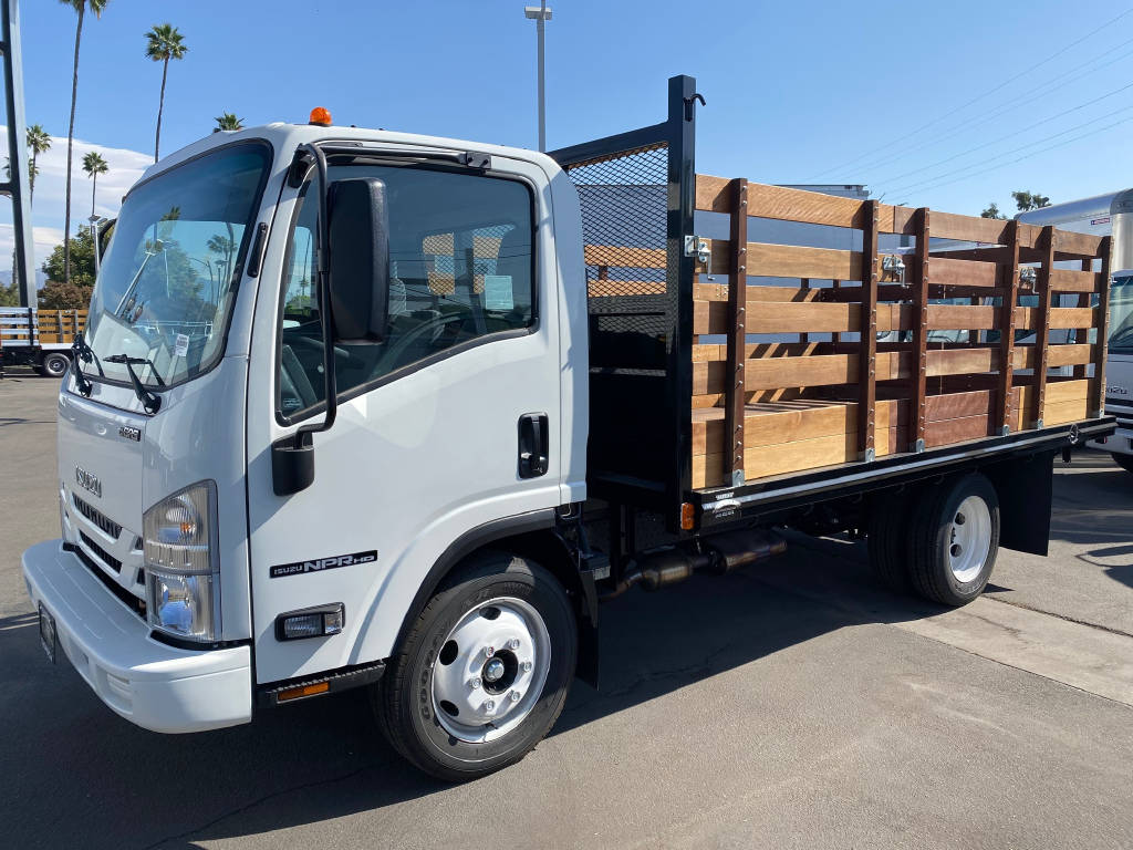 Isuzu NPR 14ft Flatbed Stakebed with Liftgate